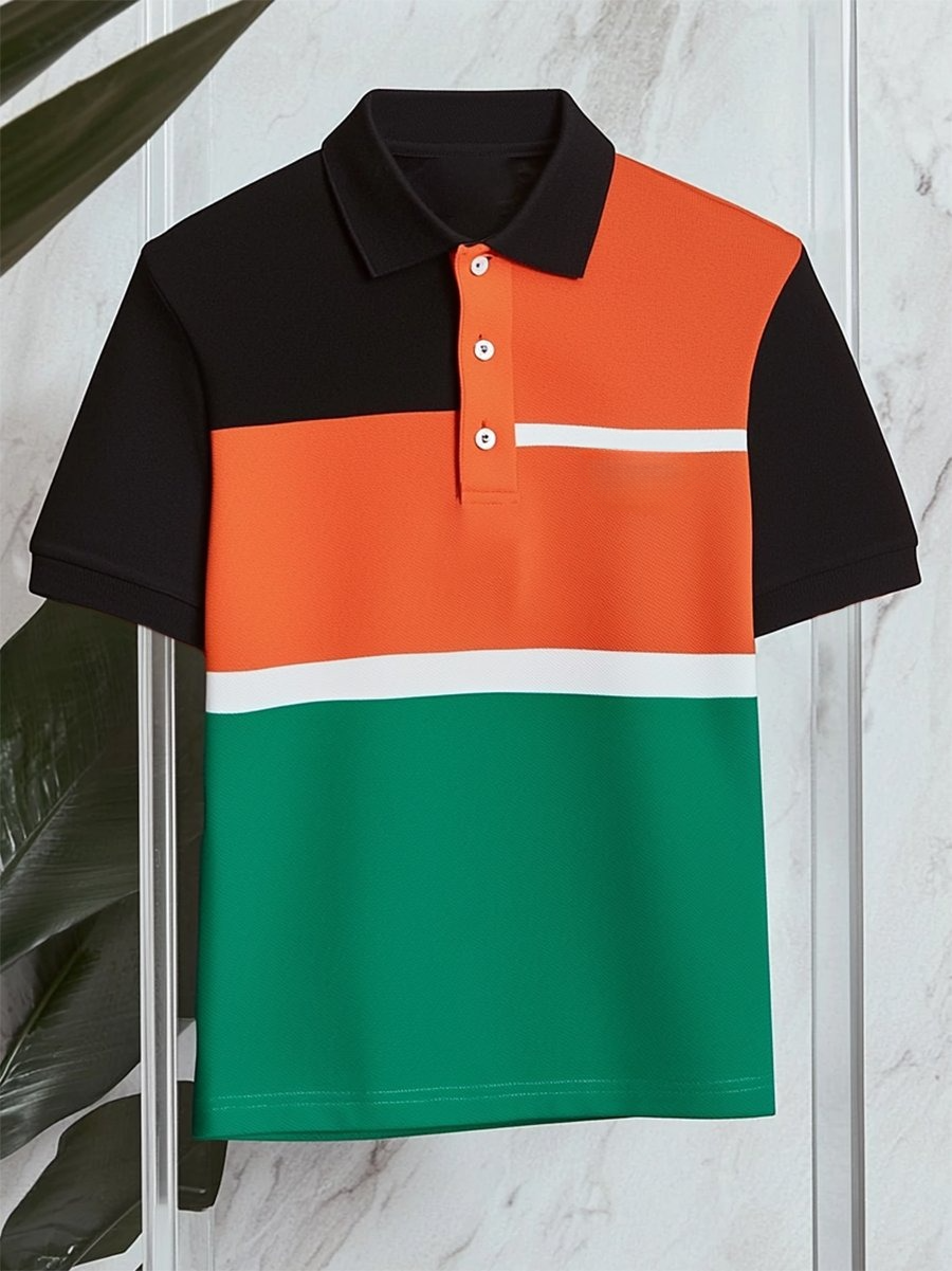 Camisa polo ejecutivo casual Button de manga corta para hombre