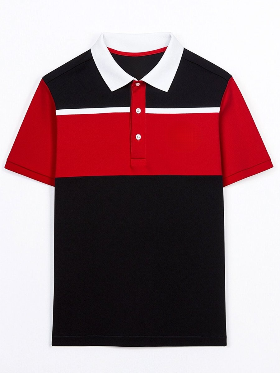 Camisa polo ejecutivo casual Button de manga corta para hombre