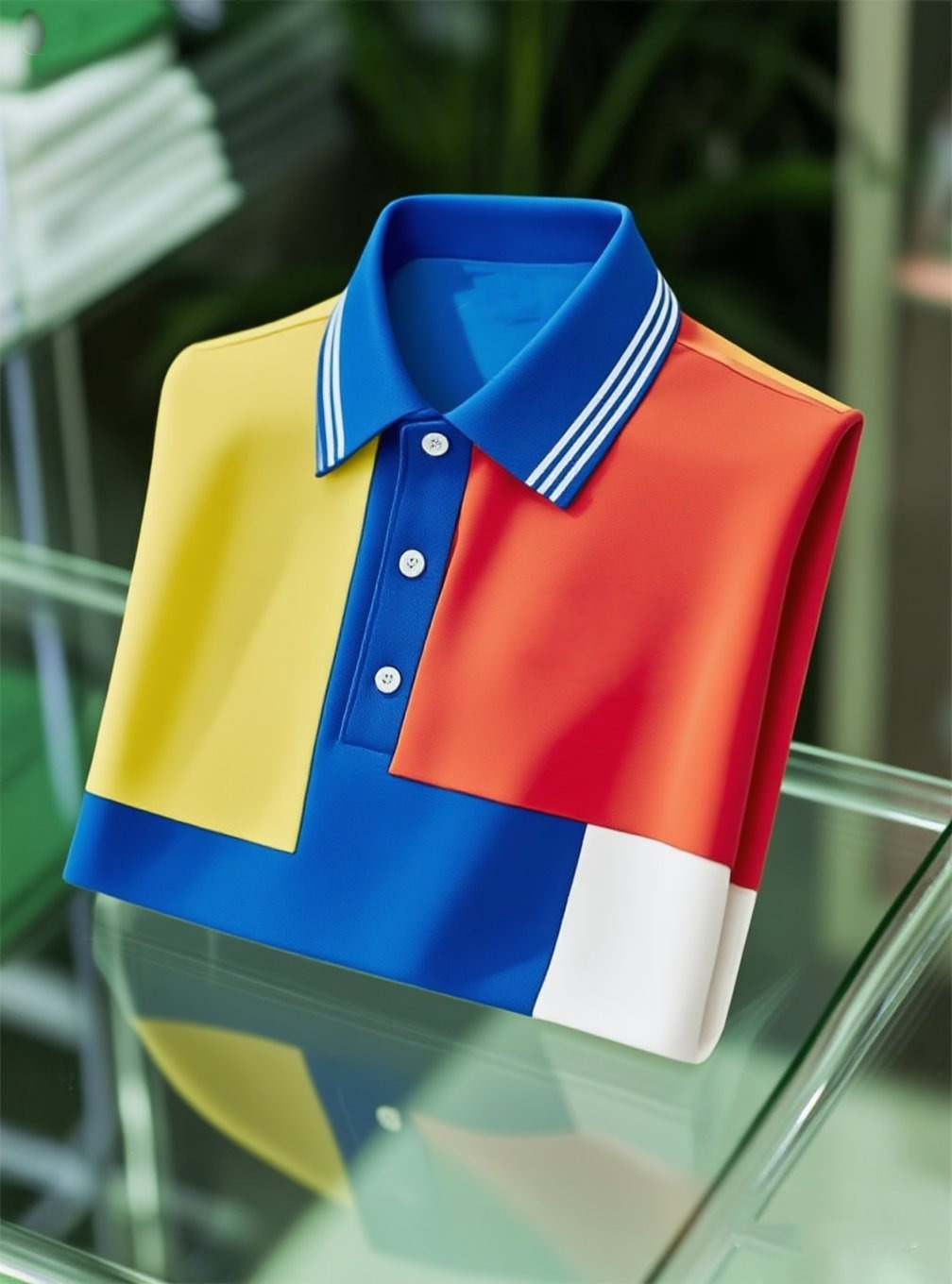 Camisa polo Smart casual en bloques de color Logo Button de manga corta para hombre