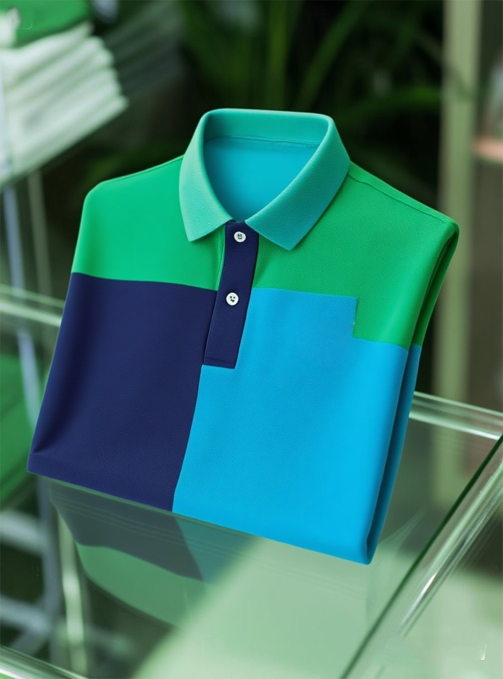 Camisa polo Smart casual en bloques de color Logo Button de manga corta para hombre