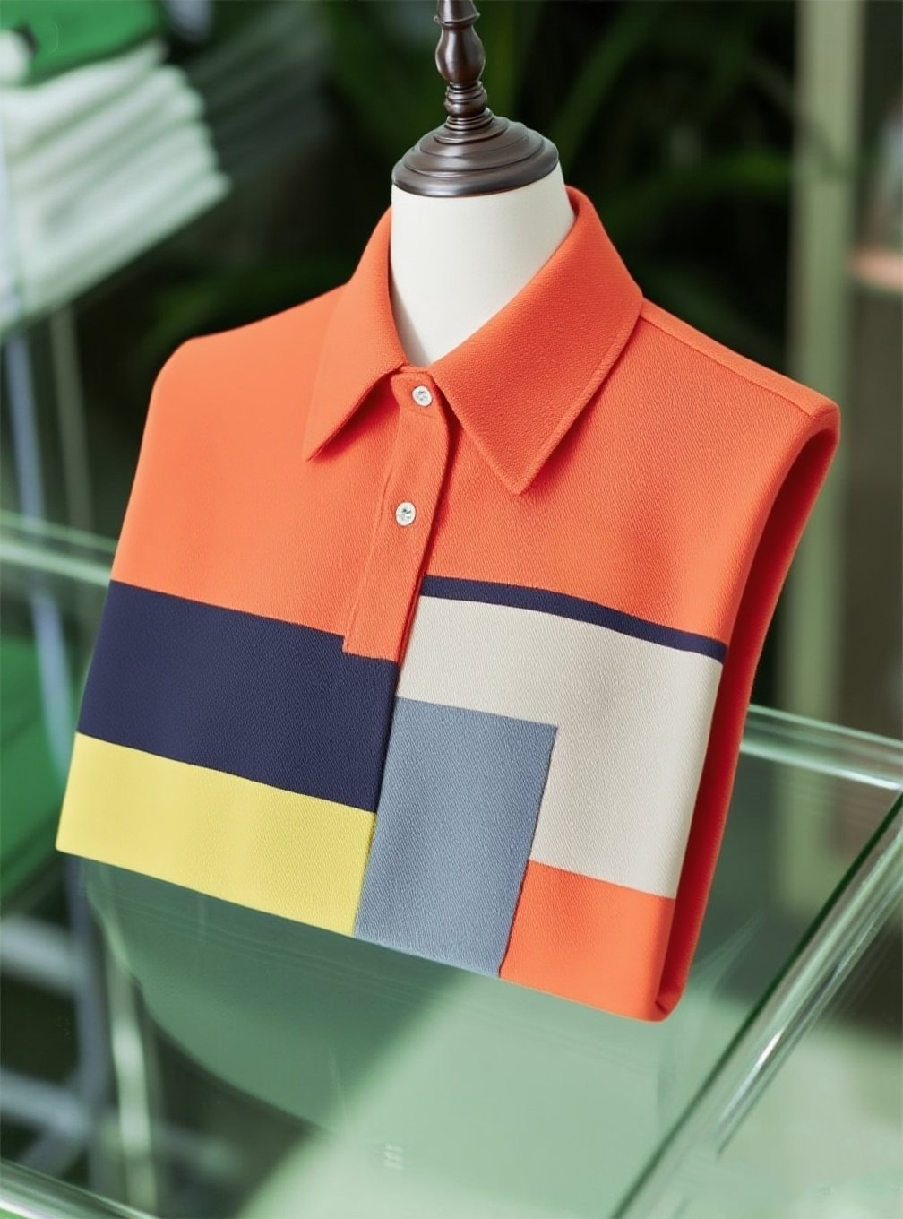 Camisa polo Smart casual en bloques de color Logo Button de manga corta para hombre
