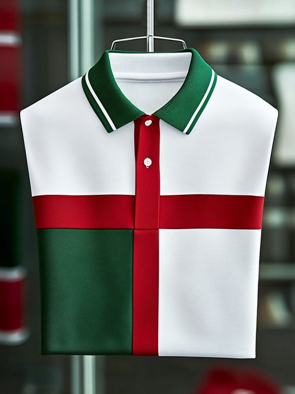 Camisa polo Colorblocked ejecutivo Logo solapa de manga corta para hombre