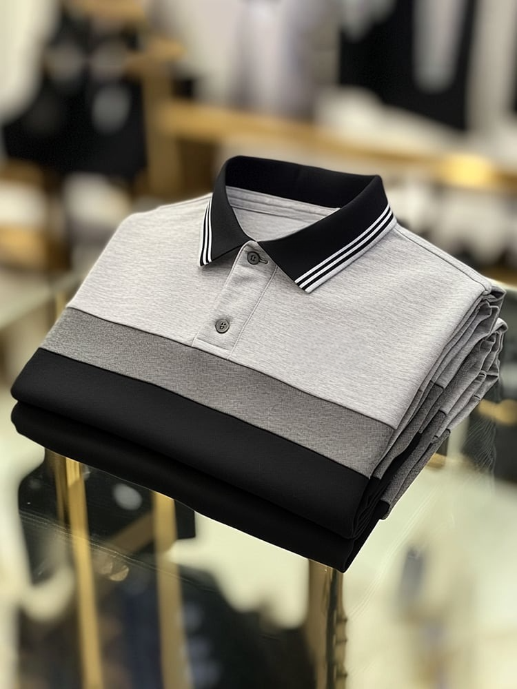 Camisa polo ejecutivo Logo con botones de manga corta para hombre