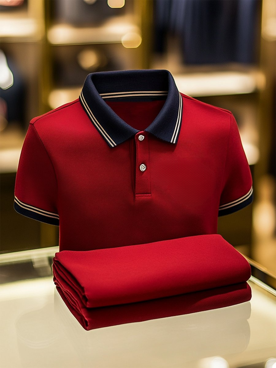 Camisa polo ejecutivo casual Button de manga corta para hombre