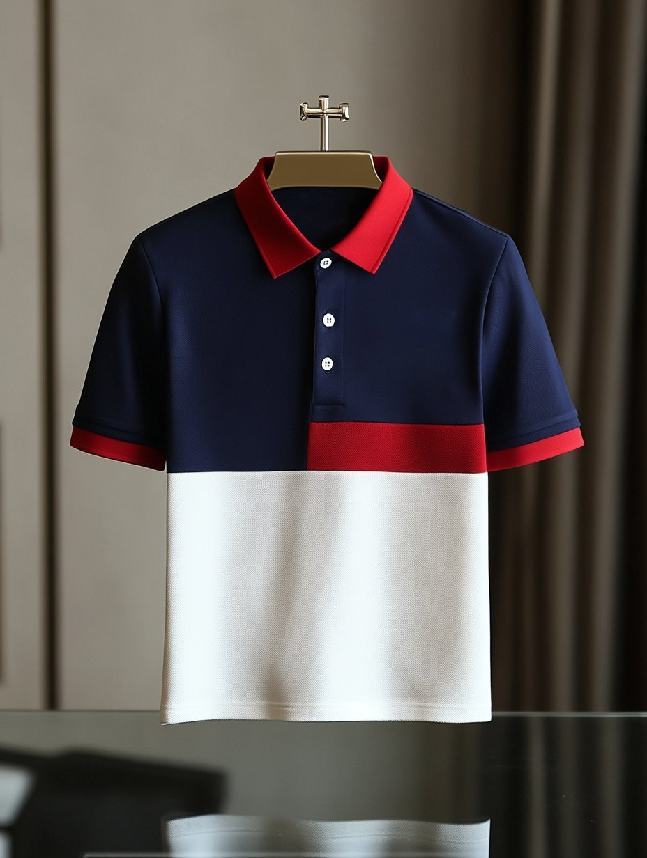 Camisa polo ejecutivo casual Button de manga corta para hombre