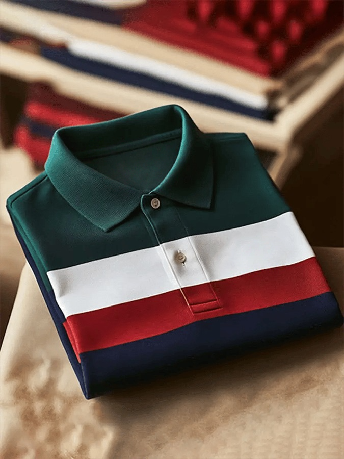Camisa polo retro ejecutivo Design estampado casual para hombre