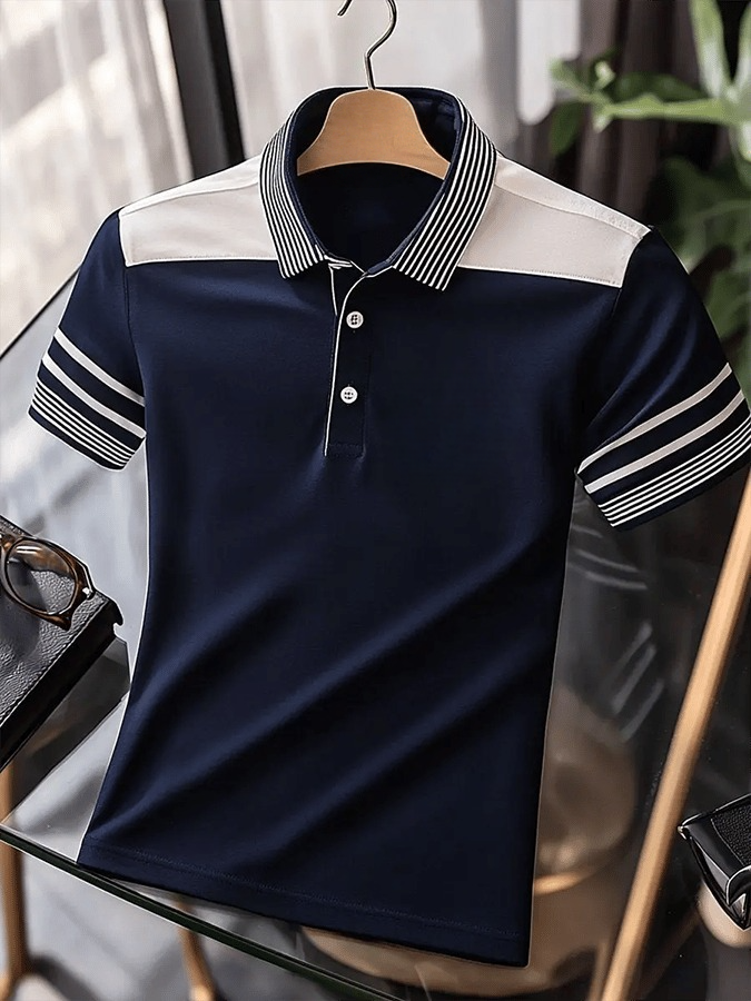 Camisa polo retro ejecutivo Design estampado casual para hombre