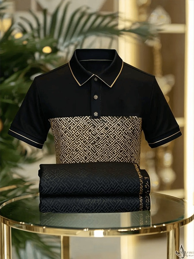 Camisa polo retro ejecutivo Design estampado casual para hombre