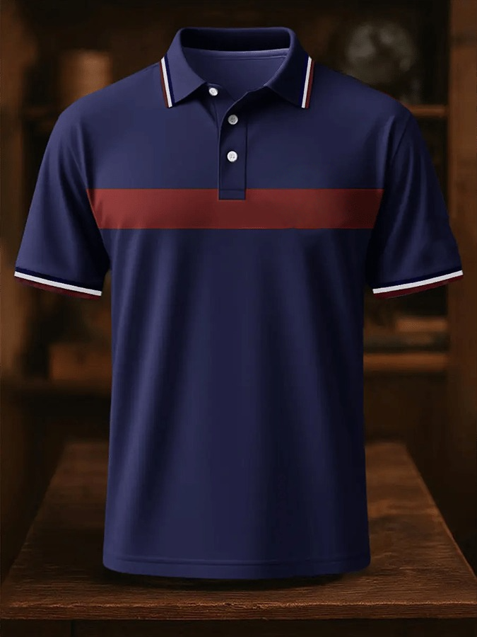 Camisa polo retro ejecutivo Design estampado casual para hombre