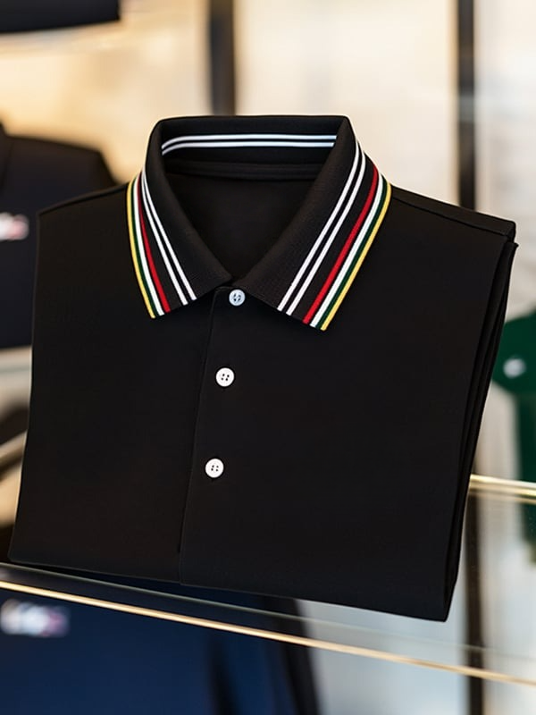 Camisa polo clásico ejecutivo Logo Button de manga corta para hombre