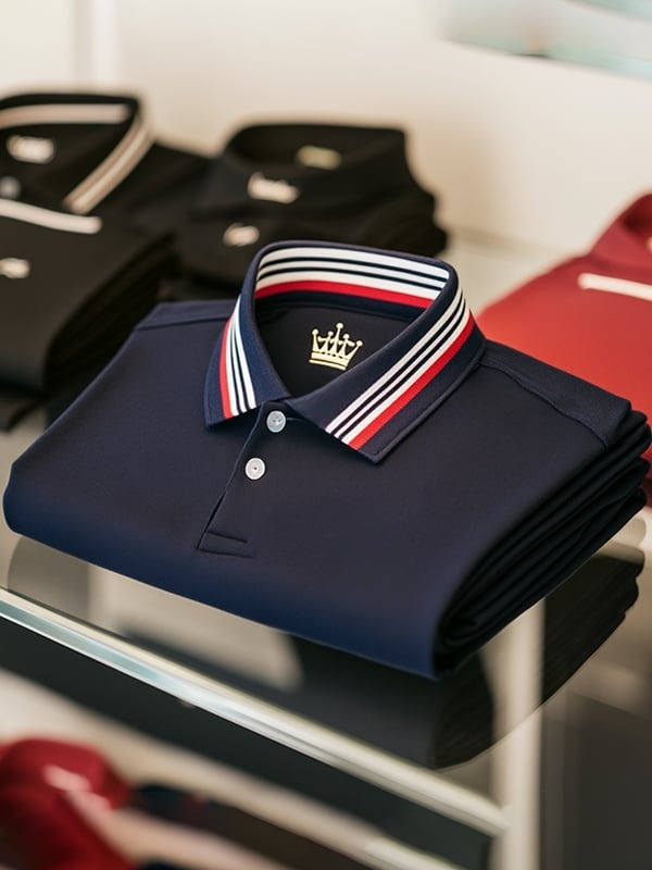 Camisa polo clásico ejecutivo Logo Button de manga corta para hombre