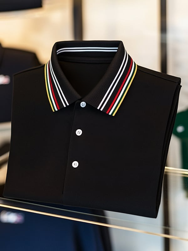 Camisa polo clásico ejecutivo Logo Button de manga corta para hombre