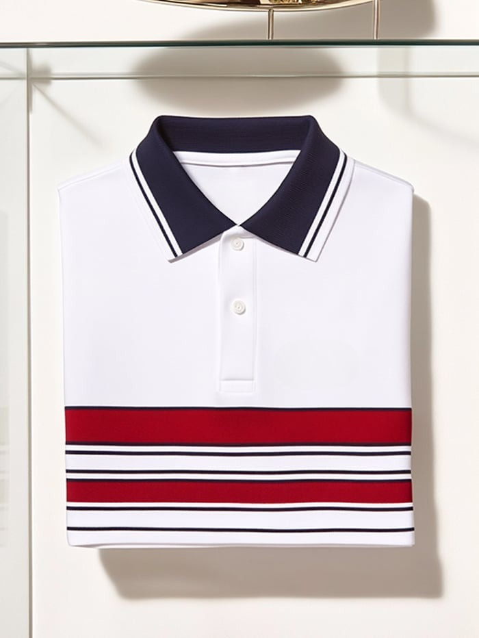 Camisa polo clásico ejecutivo Logo Button de manga corta para hombre