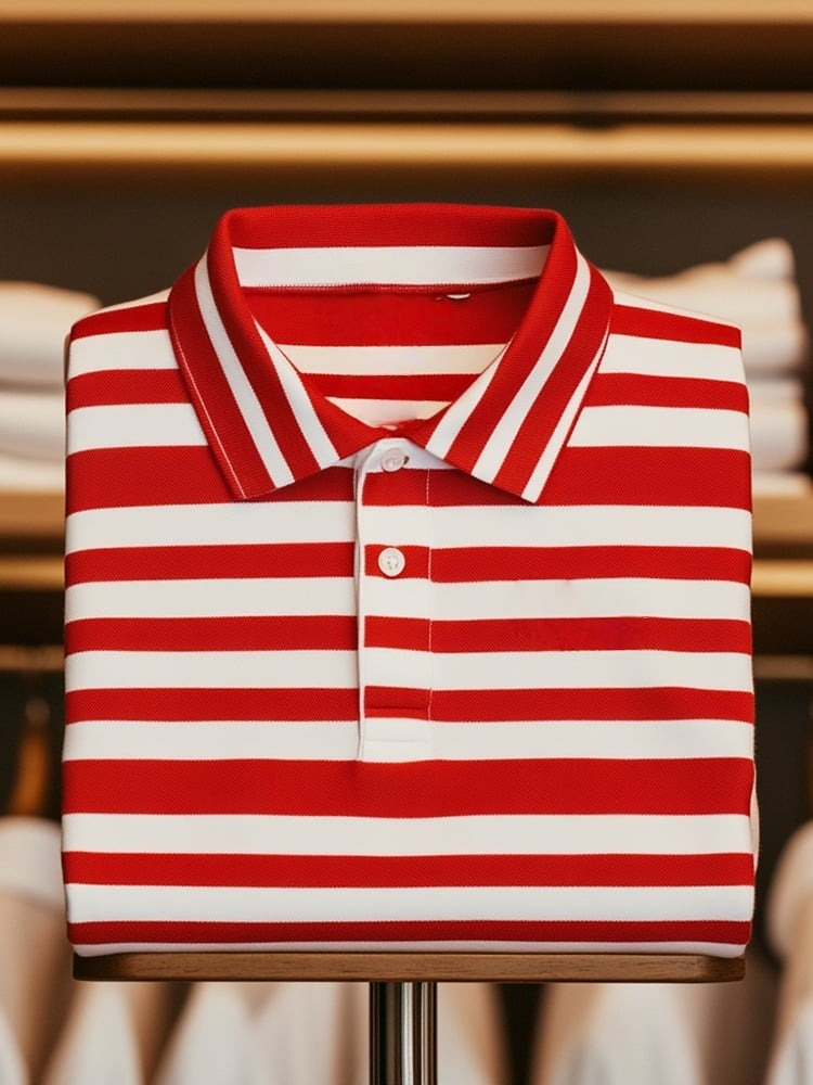 Camisa polo clásico ejecutivo Logo Button de manga corta para hombre