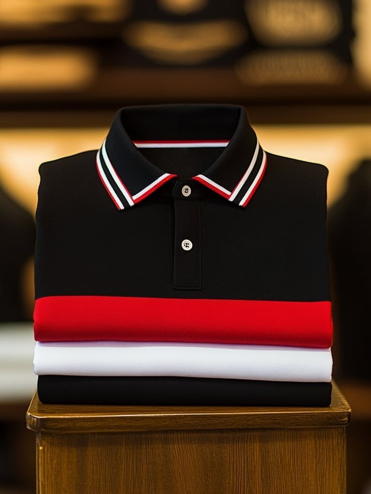 Camisa polo clásico ejecutivo Logo Button de manga corta para hombre