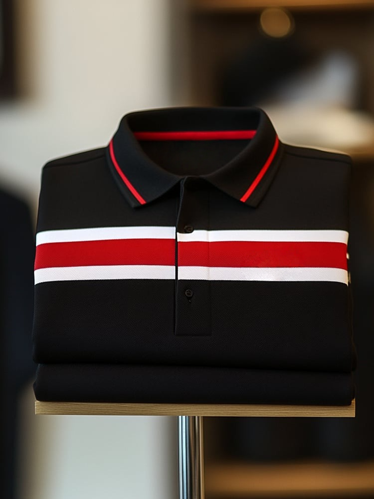 Camisa polo clásico ejecutivo Logo Button de manga corta para hombre