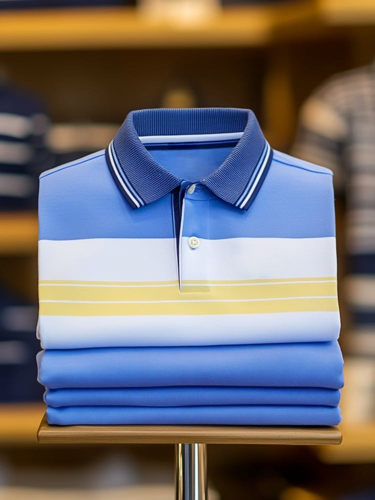 Camisa polo clásico ejecutivo Logo Button de manga corta para hombre