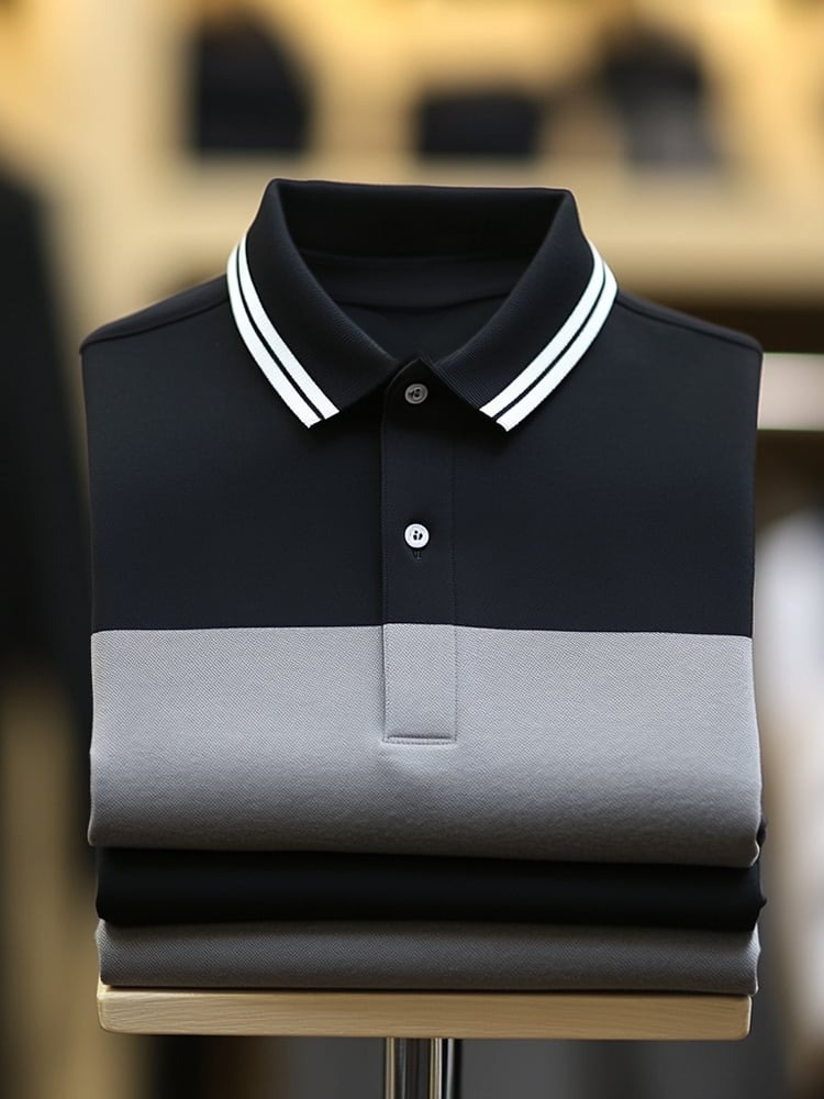 Camisa polo clásico ejecutivo Logo Button de manga corta para hombre