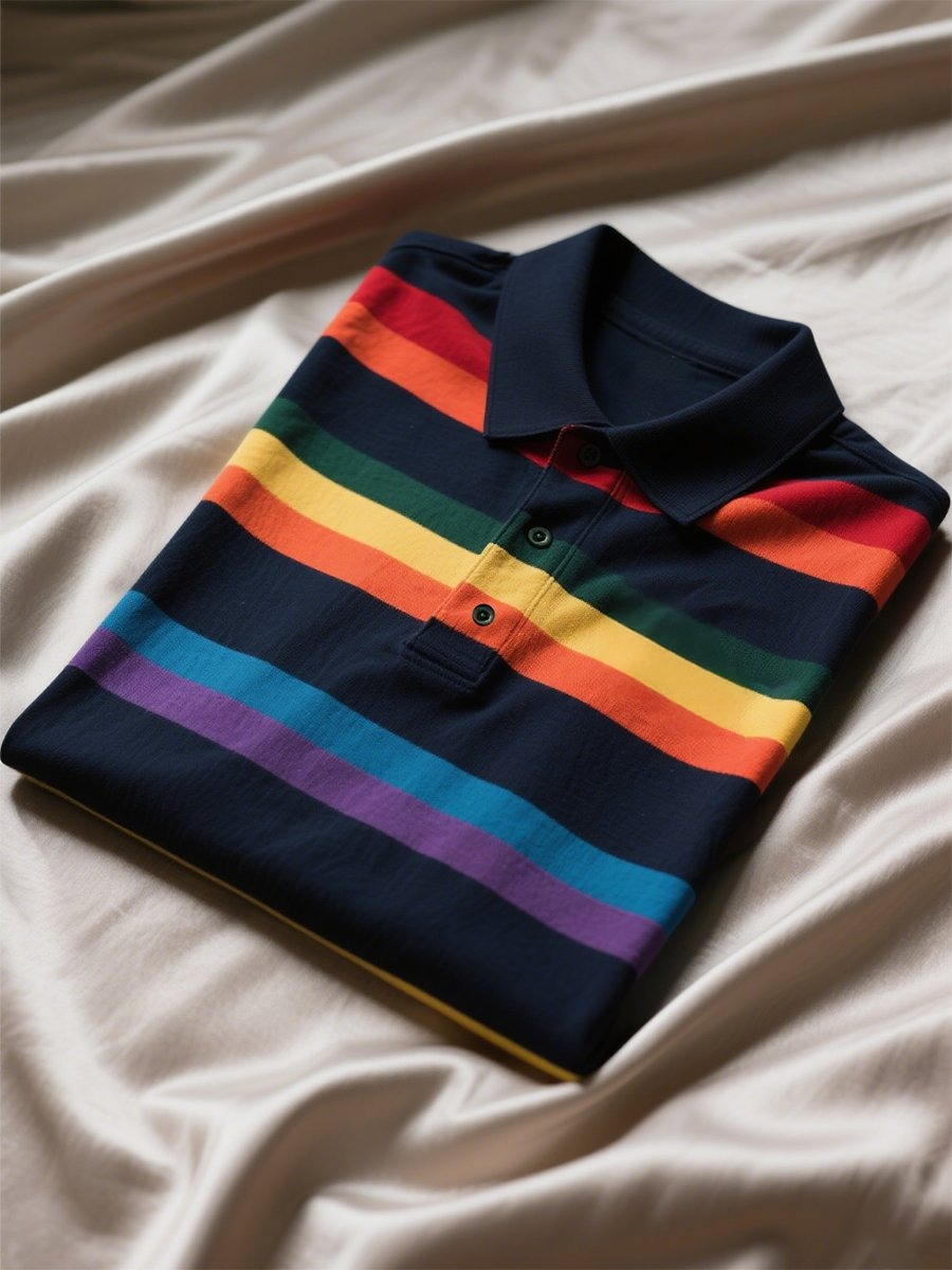 Camisa polo ejecutivo casual geométrico Button de manga corta para hombre