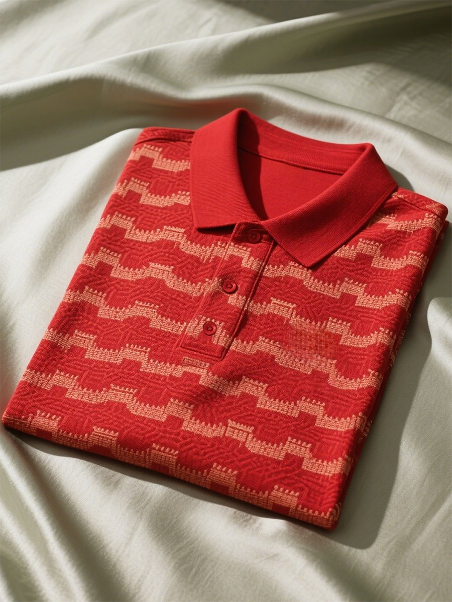 Camisa polo ejecutivo casual geométrico Button de manga corta para hombre