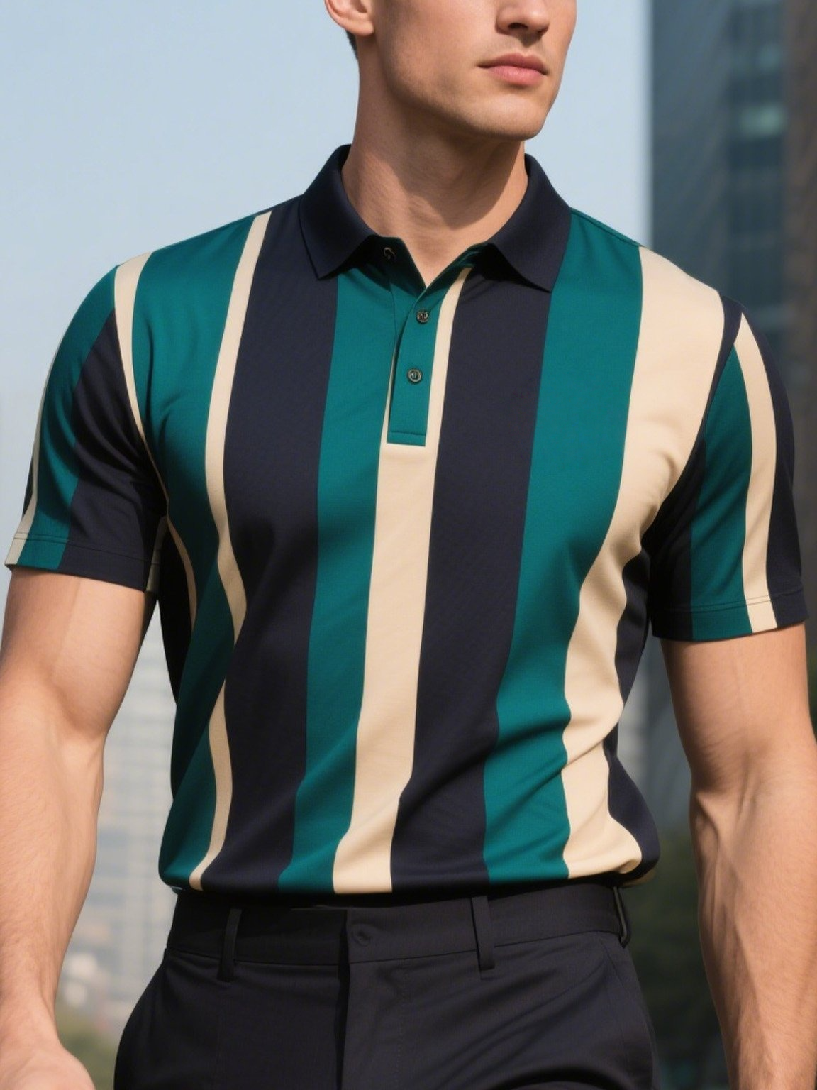 Camisa polo ejecutivo casual Button de manga corta para hombre