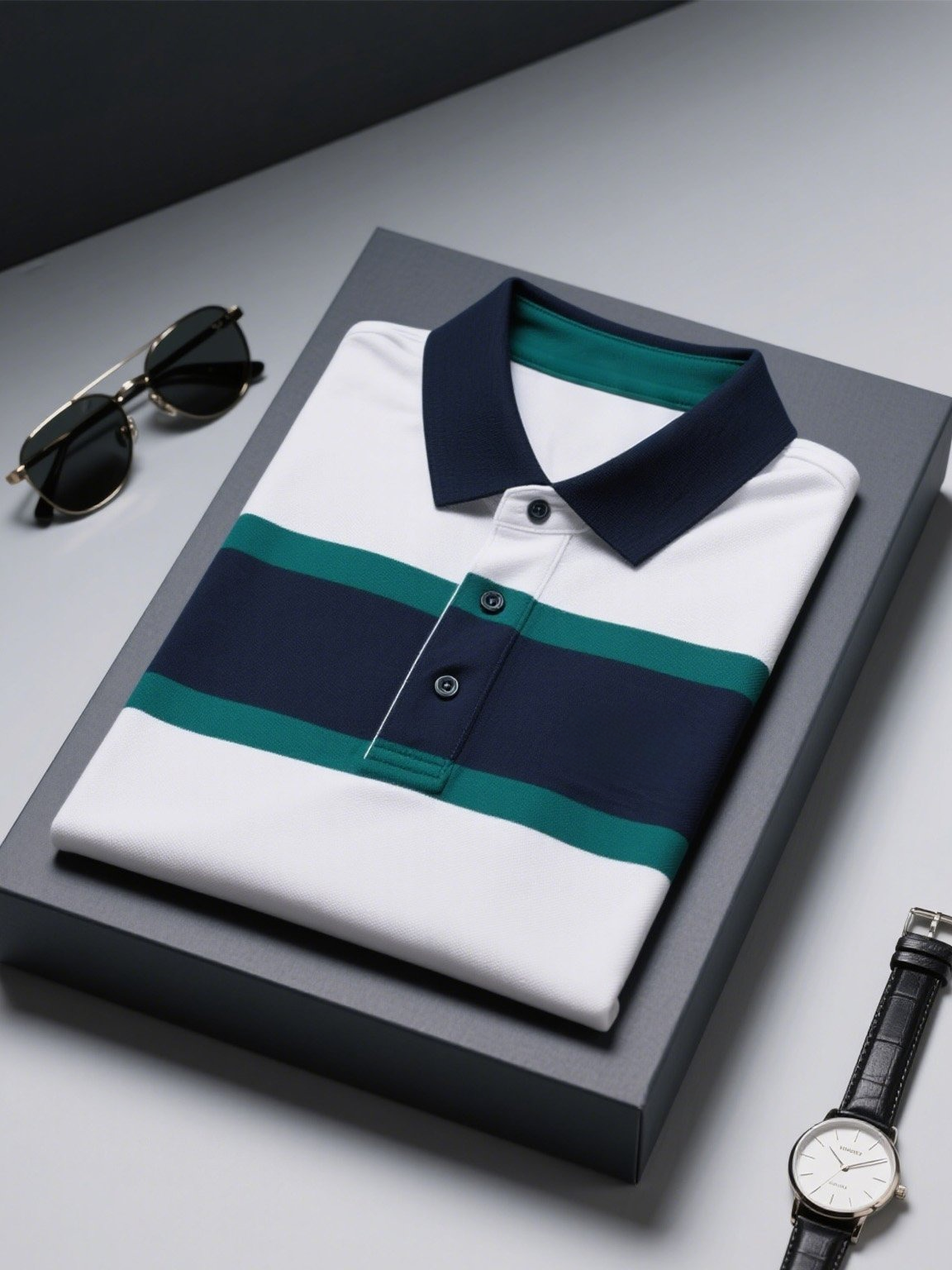 Camisa polo ejecutivo casual Button de manga corta para hombre