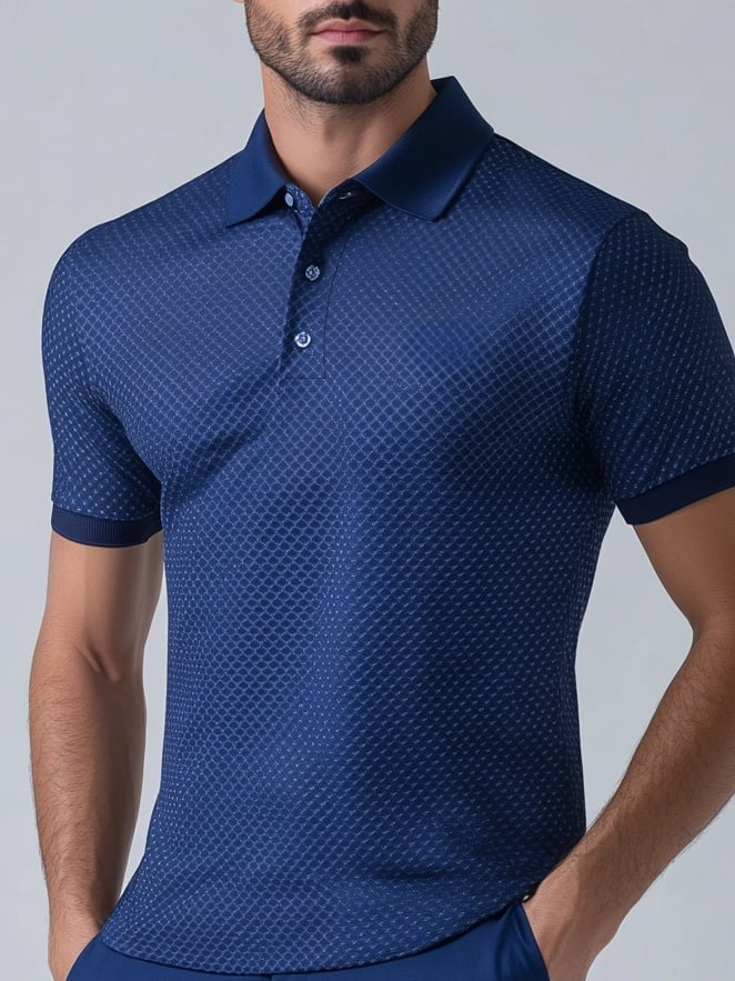 Camisa polo ejecutivo casual Button de manga corta para hombre