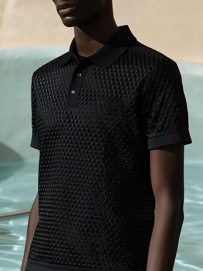 Camisa polo ejecutivo casual Button de manga corta para hombre