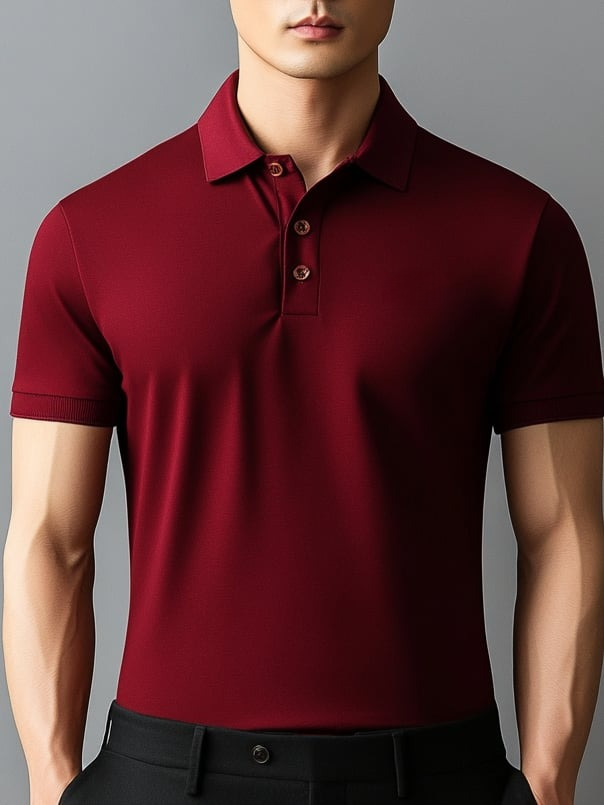 Camisa polo ejecutivo casual Button de manga corta para hombre
