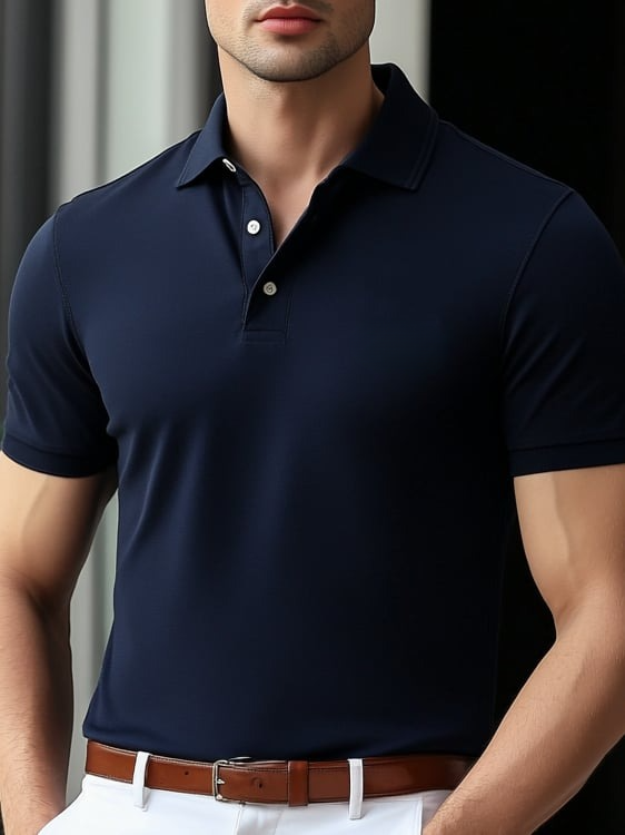 Camisa polo ejecutivo casual Button de manga corta para hombre