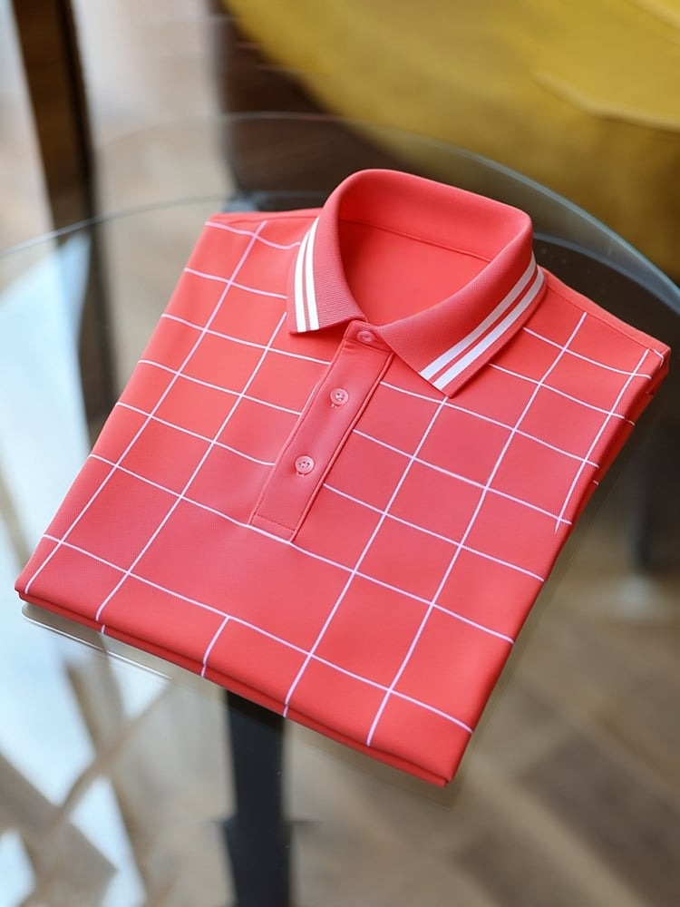 Camisa polo clásico ejecutivo Logo Button de manga corta para hombre