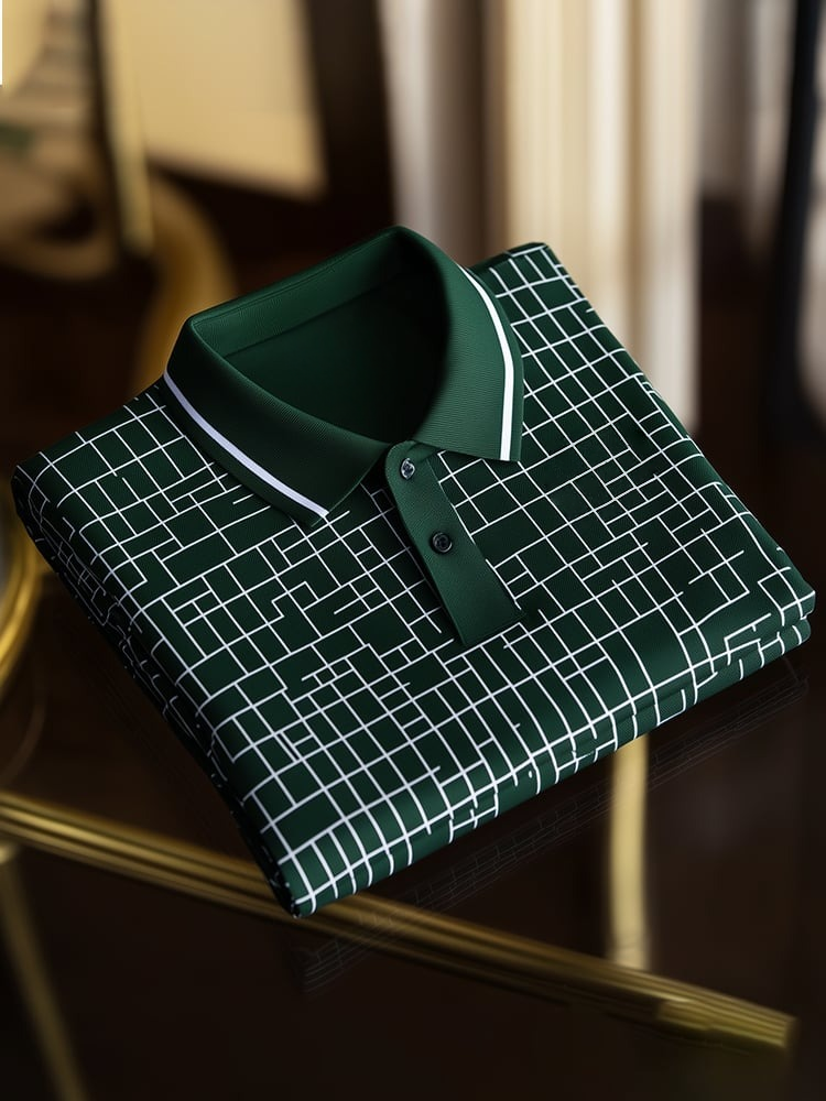 Camisa polo clásico ejecutivo Logo Button de manga corta para hombre