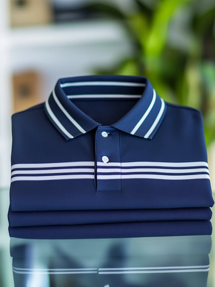 Camisa polo clásico ejecutivo Logo Button de manga corta para hombre