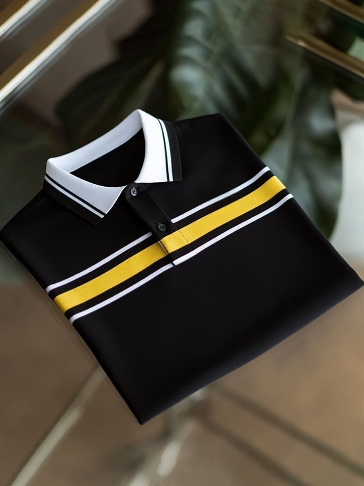 Camisa polo clásico ejecutivo Logo Button de manga corta para hombre