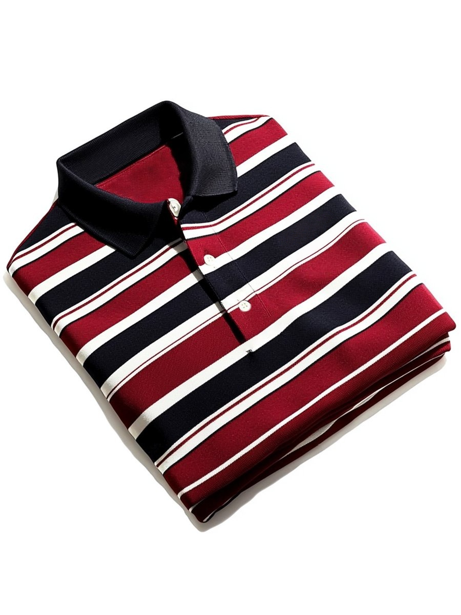 Camisa polo ejecutivo casual geométrico Button de manga corta para hombre