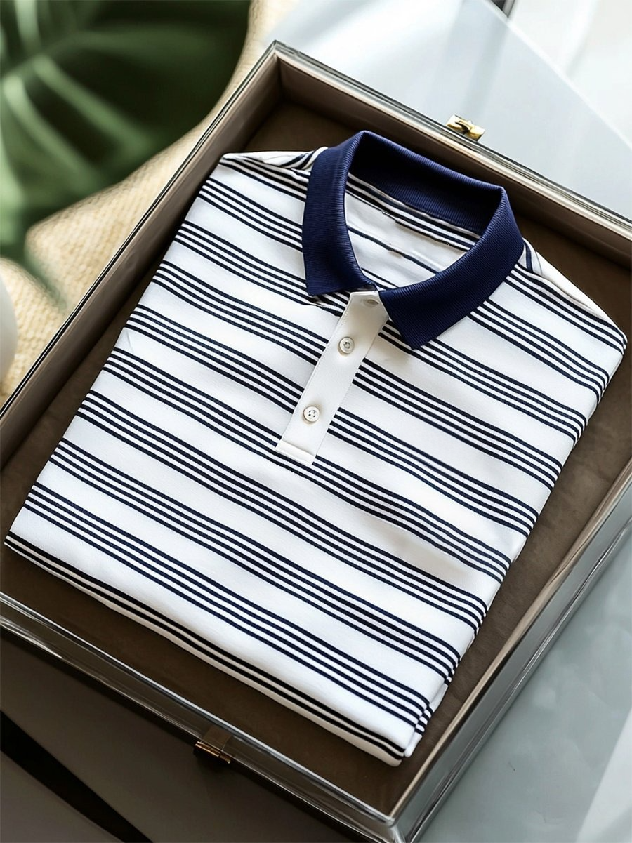 Camisa polo ejecutivo casual geométrico Button de manga corta para hombre