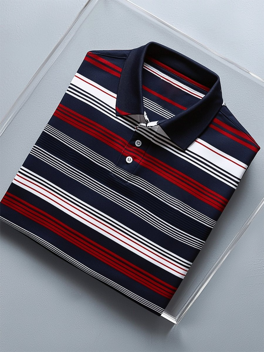 Camisa polo ejecutivo casual geométrico Button de manga corta para hombre