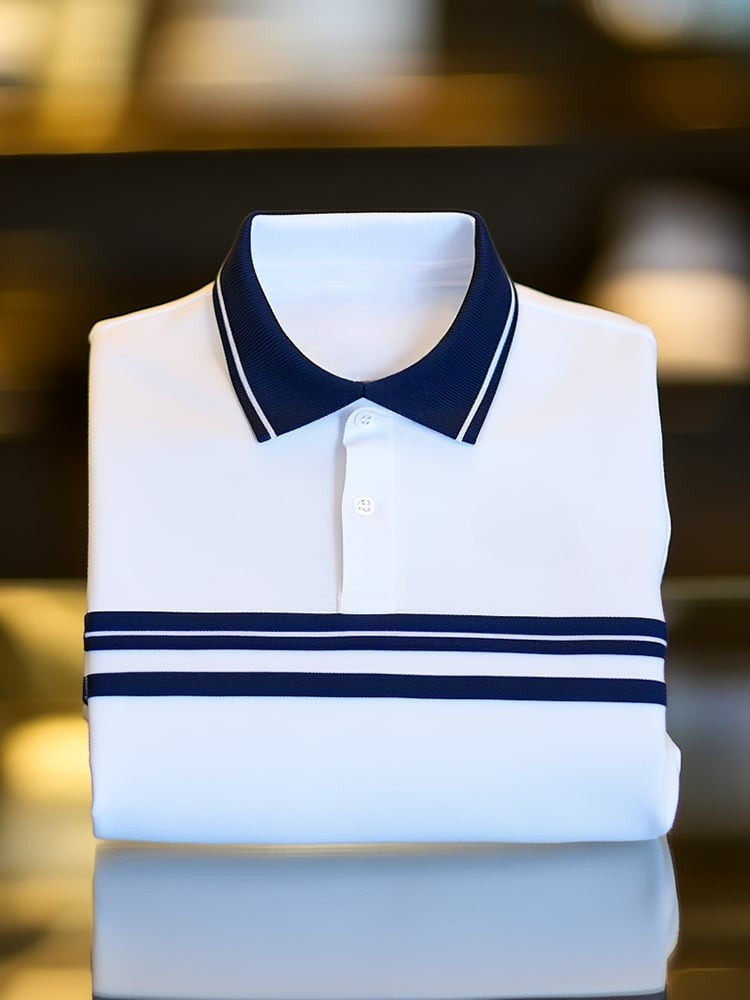 Camisa polo clásico ejecutivo Logo Button de manga corta para hombre