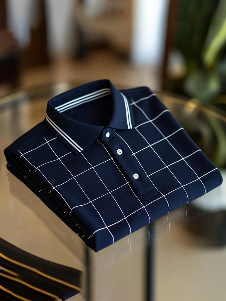 Camisa polo clásico ejecutivo Logo Button de manga corta para hombre