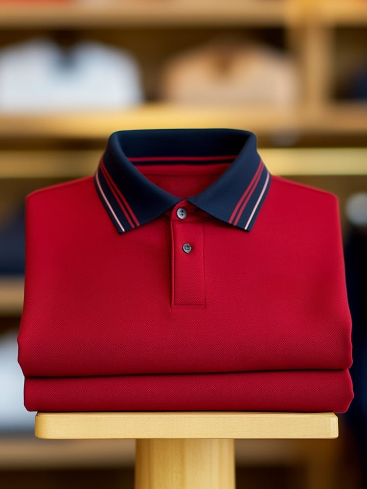 Camisa polo clásico ejecutivo Logo Button de manga corta para hombre