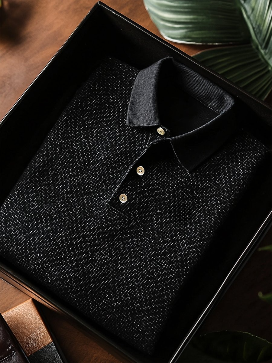 Camisa polo ejecutivo casual geométrico Button de manga corta para hombre