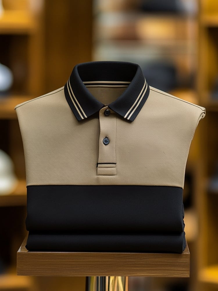 Camisa polo clásico ejecutivo Logo Button de manga corta para hombre