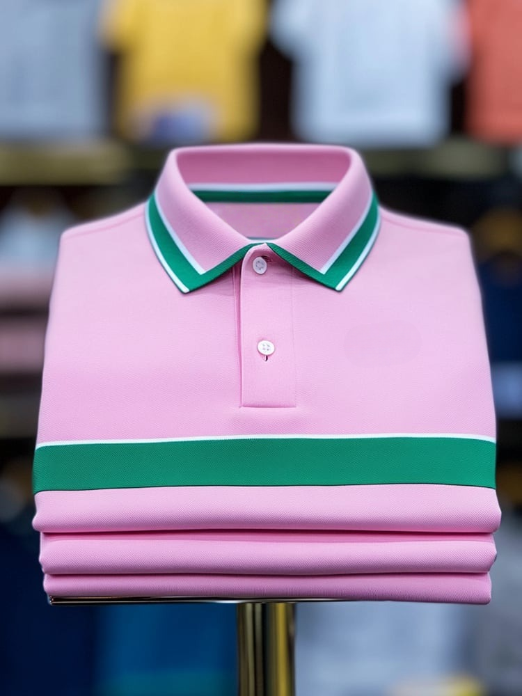 Camisa polo clásico ejecutivo Logo Button de manga corta para hombre