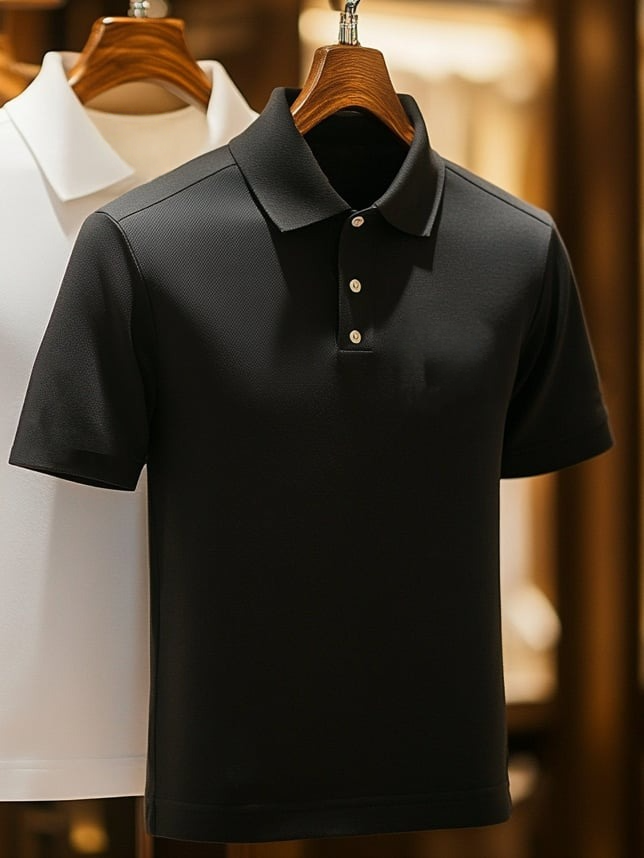 Camisa polo ejecutivo casual Button de manga corta para hombre