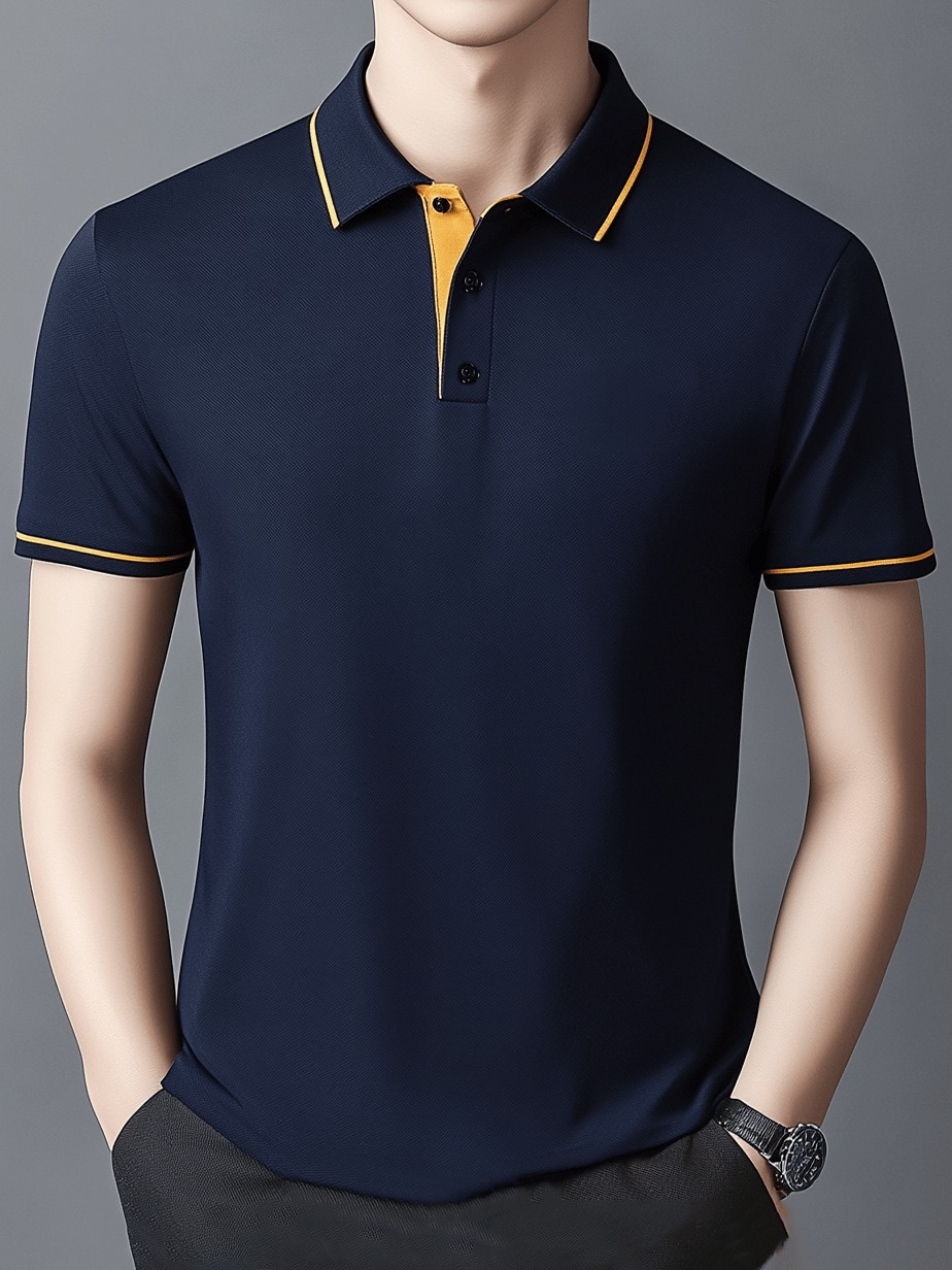 Camisa polo ejecutivo casual Button de manga corta para hombre