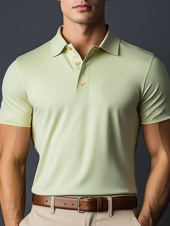 Camisa polo ejecutivo casual Button de manga corta para hombre
