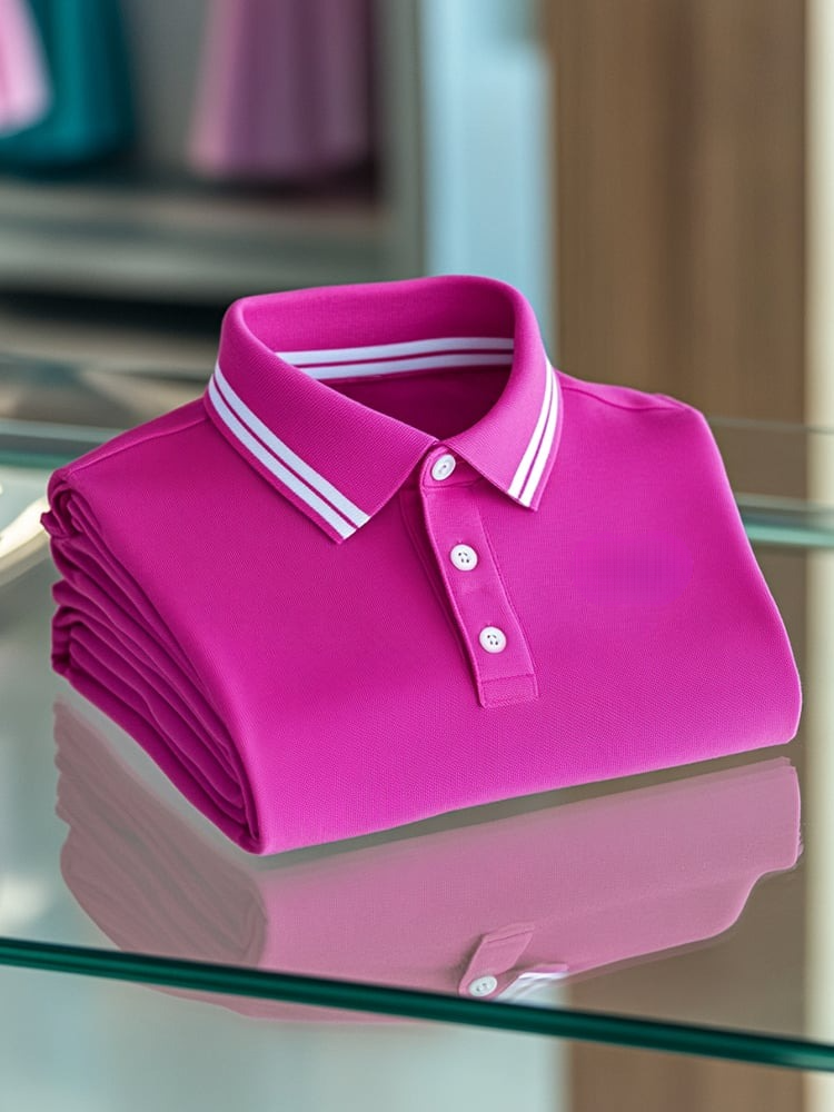 Camisa polo ejecutivo casual a rayas Button de manga corta para hombre
