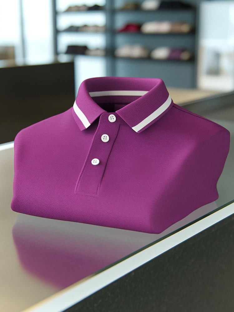 Camisa polo ejecutivo casual a cuadros Button de manga corta para hombre