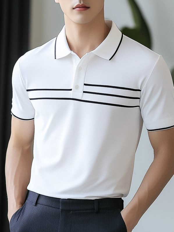 Camisa polo ejecutivo casual Button de manga corta para hombre
