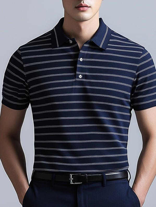 Camisa polo ejecutivo casual Button de manga corta para hombre